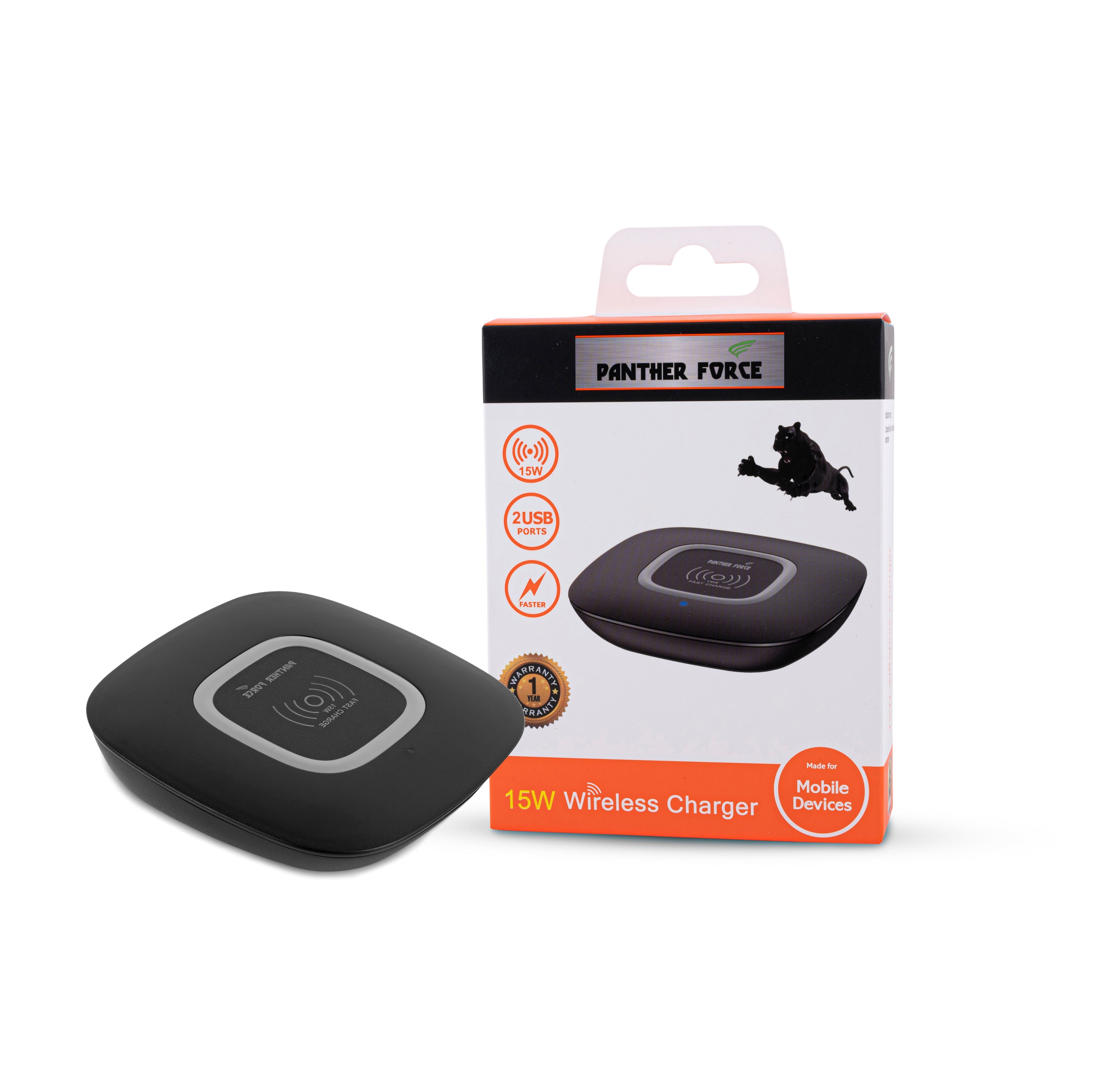 15W Wireless Charger-2 USB Ports- Fast Charging