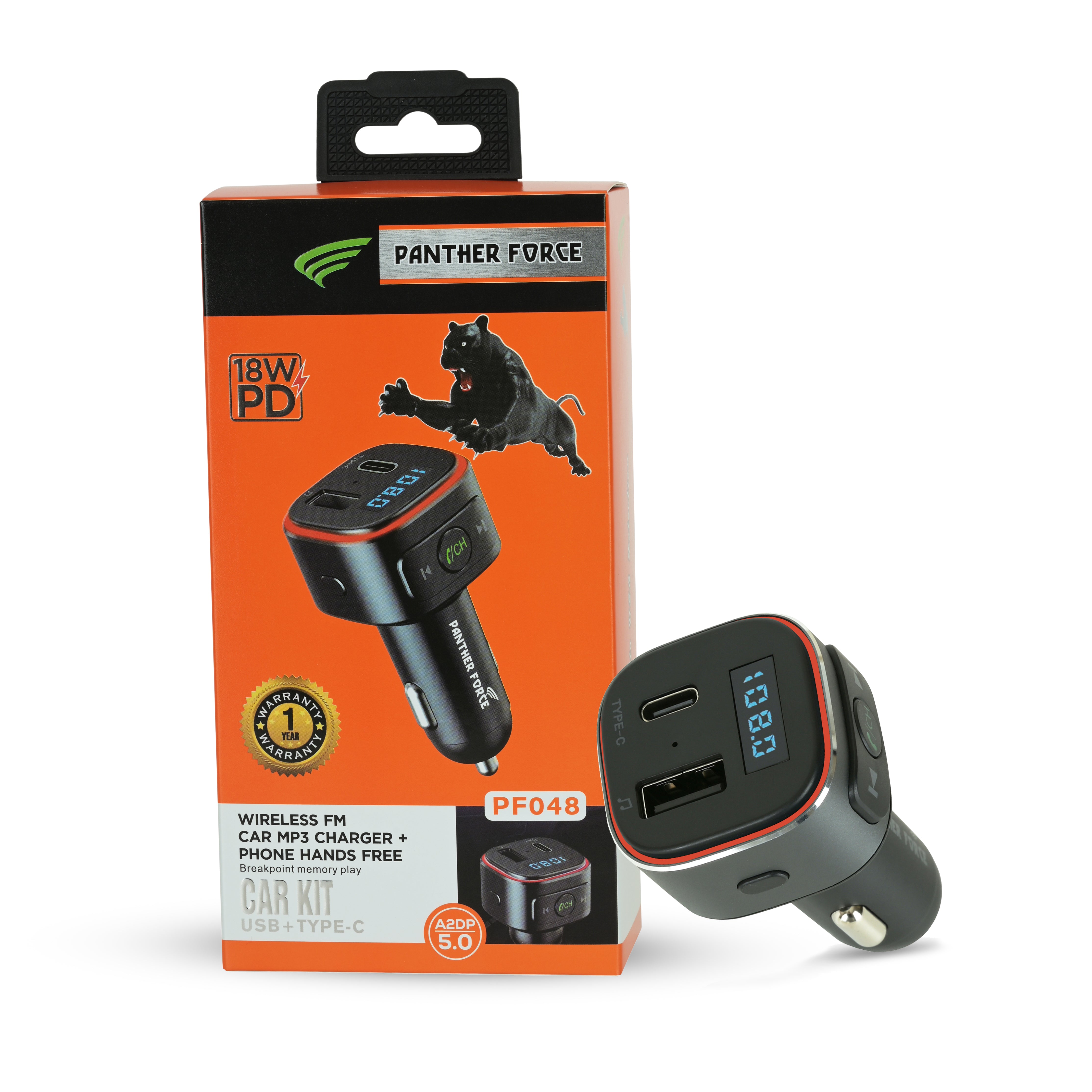 WIRELESS FM CAR MP3 CHARGER-Phone Hands Free-Car Kit USB+Type-C