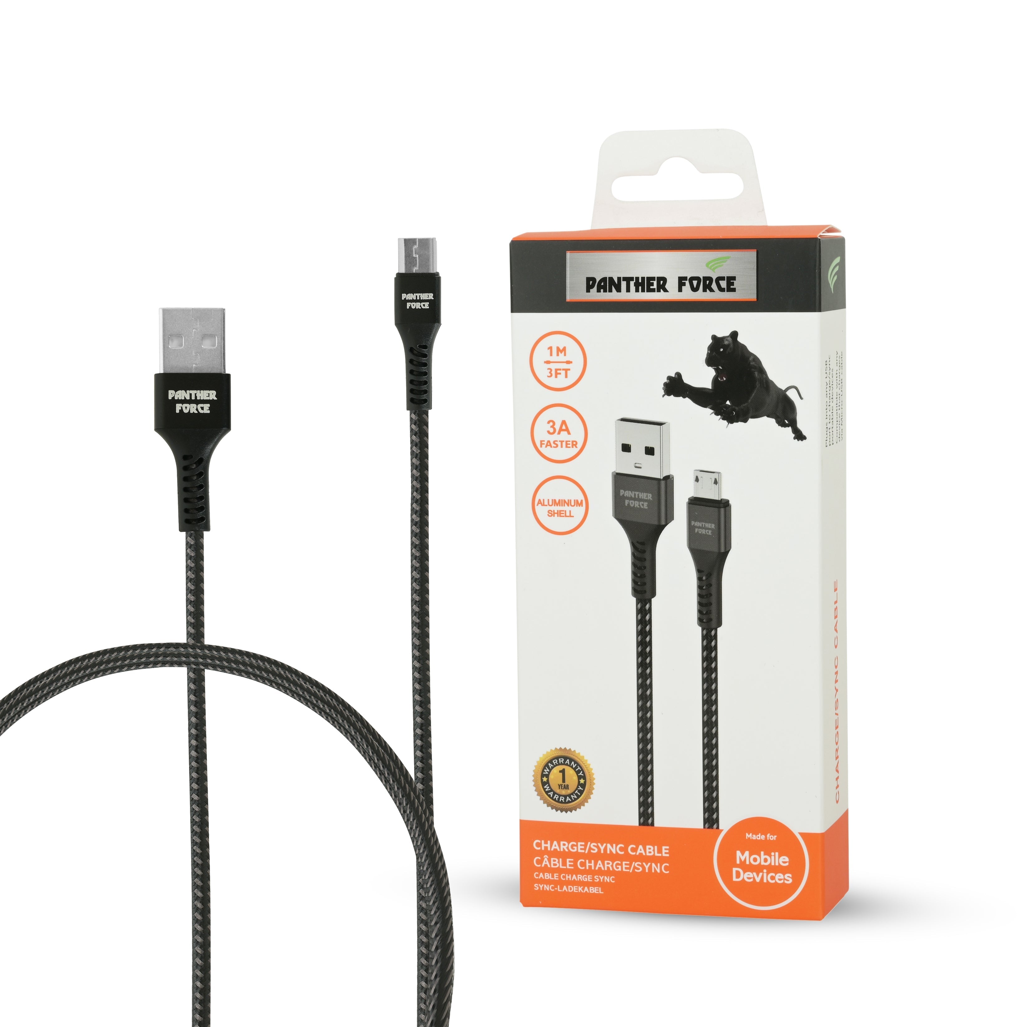 Micro-USB cable-Charge/Sync Cable-3A Faster- Aluminum shell
