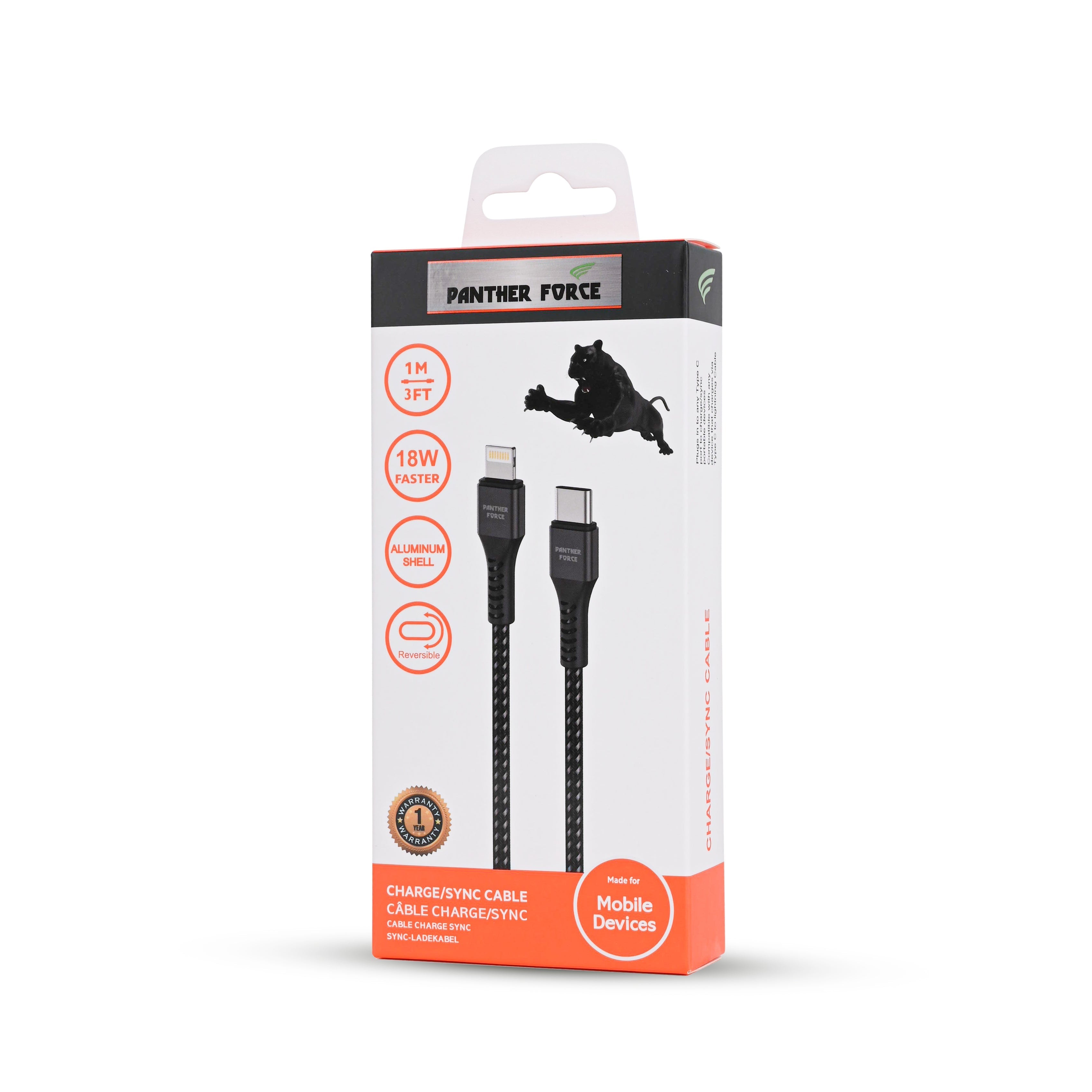 1M TYPE-C TO iPHONE ALUMINUM SHELL CABLE-18WATT FASTER CABLE