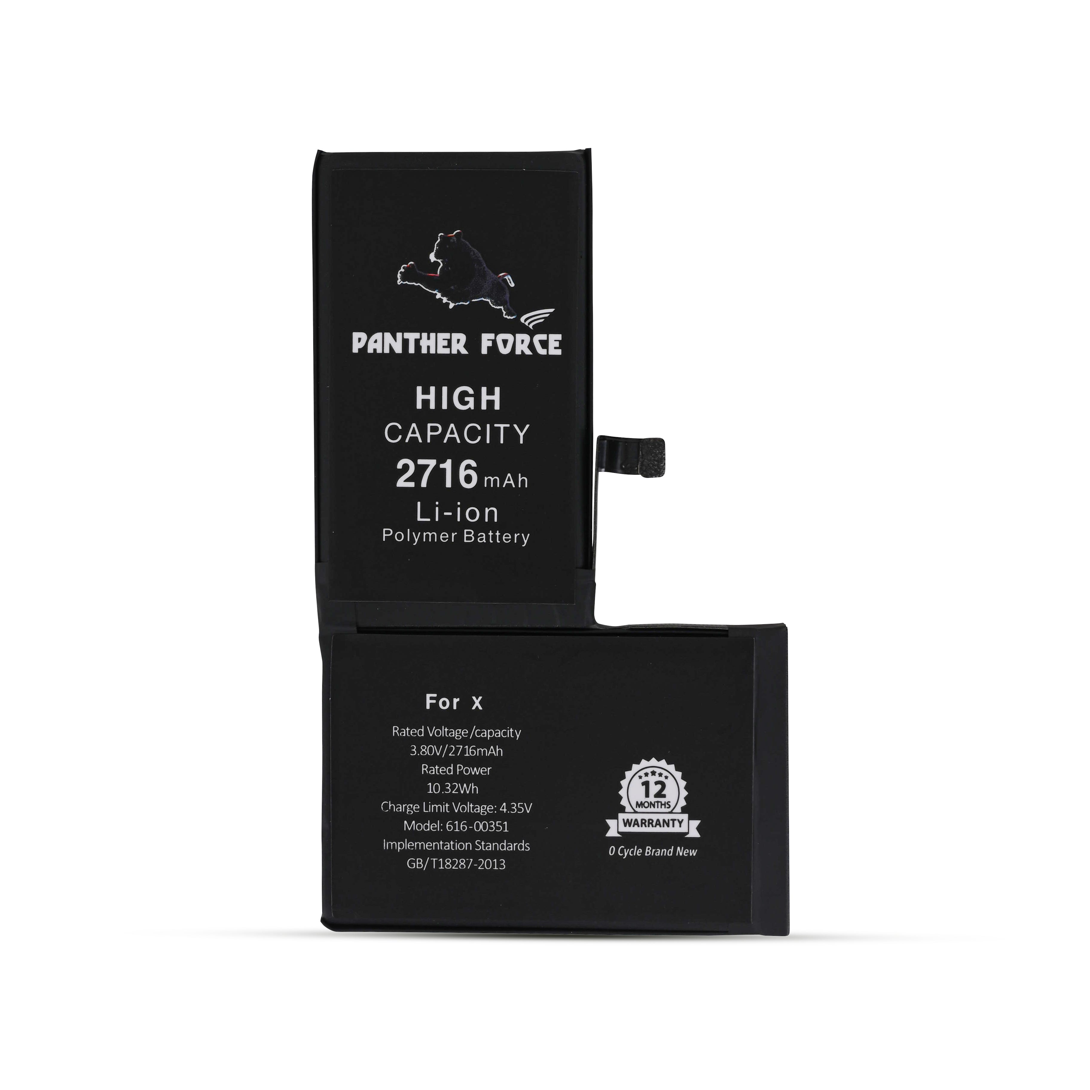 GENUINE PANTHER FORCE® REPLACEMENT BATTERY FOR APPLE iPHONE X– 2716 mAh