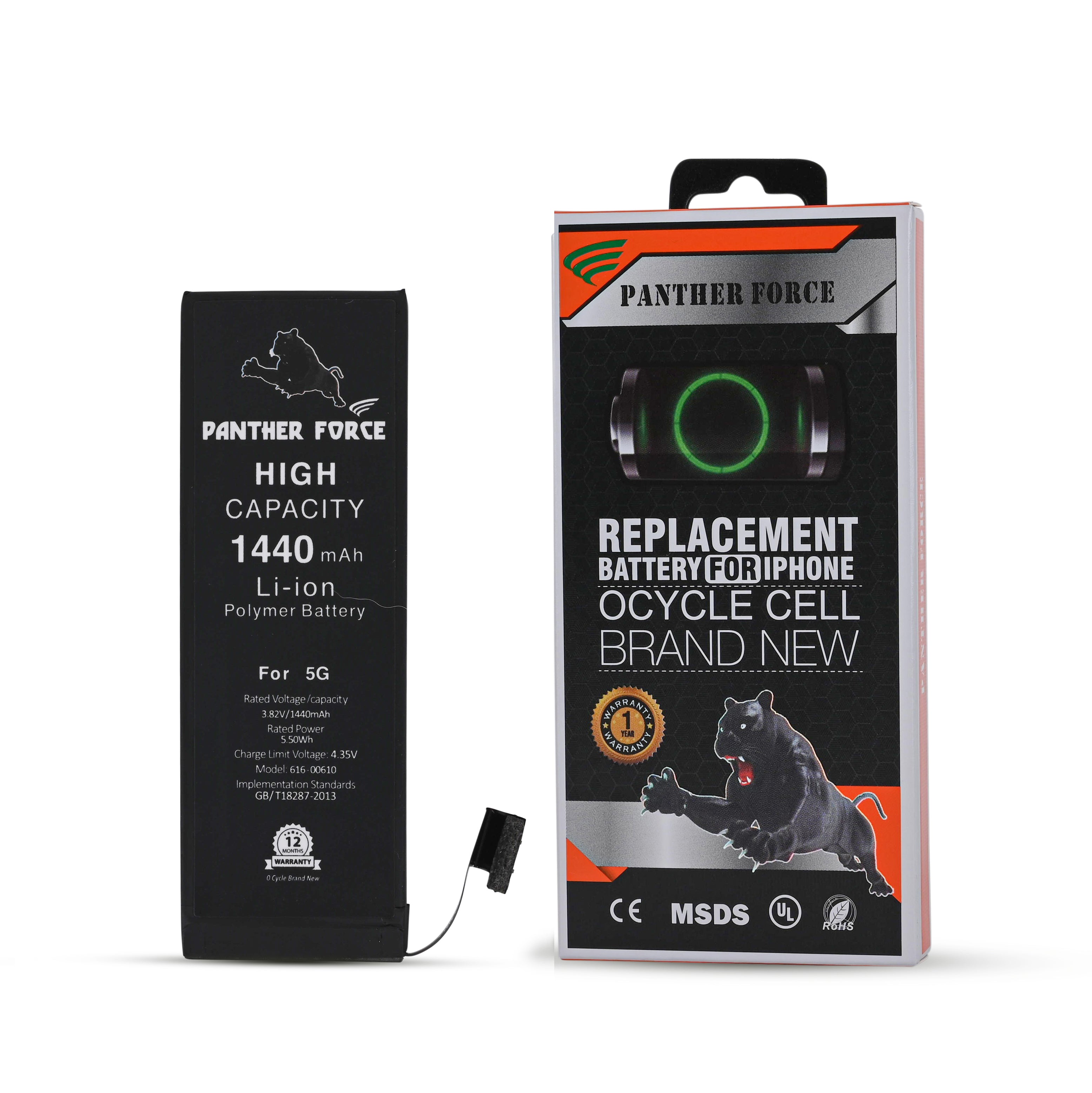 GENUINE PANTHER FORCE® REPLACEMENT BATTERY FOR APPLE iPHONE 5G – 1440 mAh