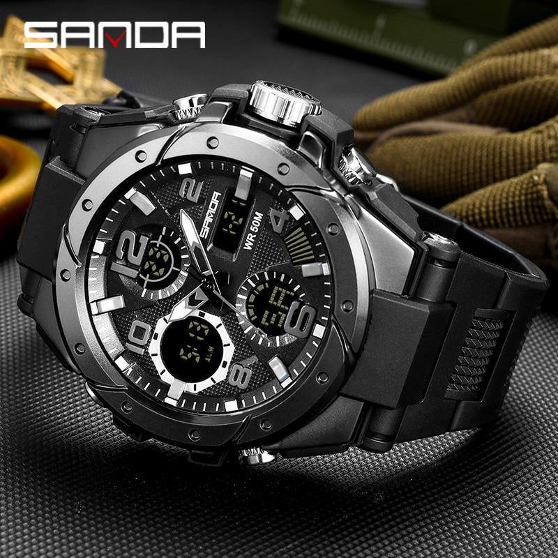 Sport Military Wrist Watch Men Watches Brand Male Watch For Men Clock Dual Display Wristwatch Army Outdoor Waterproof SANDA Hour - We Sell mobile Phones
